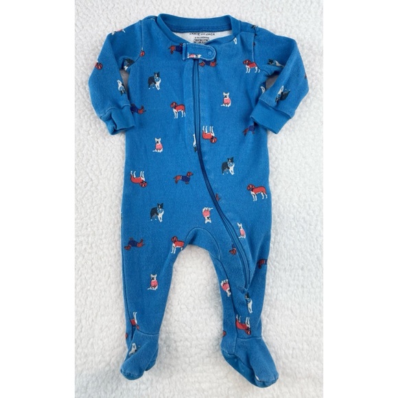 JANIE AND JACK • Blue/Multi Dog Print Sleeper Footie Pajamas - Picture 14 of 14